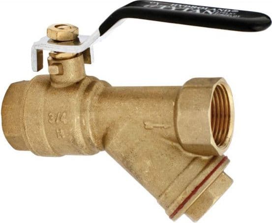 Hydroland Titan kulventil med avfasat filter och 3/4" mutter- och skruvförskruvning (ZKWF-PP-20)