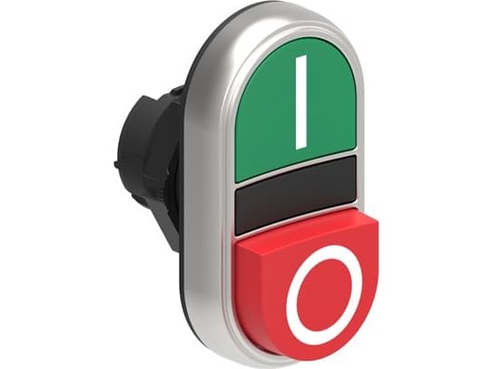 LOVATO Electric Button drive double green/red O - I with self protruding/flat (LPCB7223)