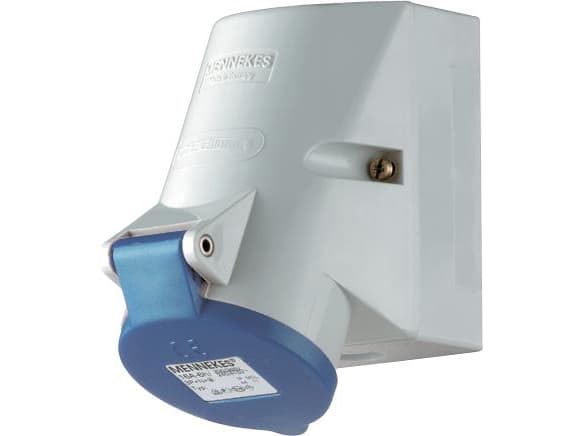 MENNEKES CEE-seinäpistorasia 3-napainen 16A 400V IP44, H6 kello. TwinCONTACT (ruuviton liitäntä). M20-esiliittimet