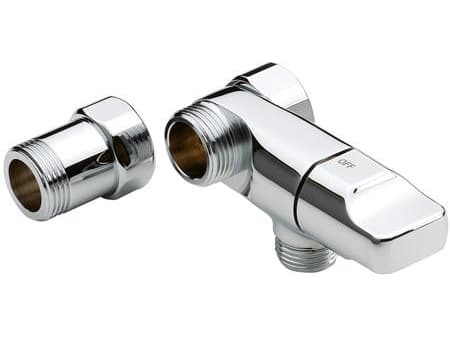 ORAS Avstängningsventil i krom för tvätt- eller diskmaskin. 3/4" anslutning och 3/4" + 3/4" utlopp.