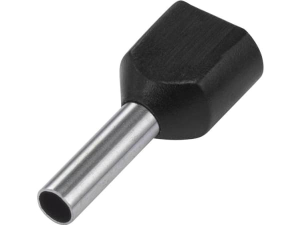 TRU COMPONENTS 1091322 Kaksoiskaapelikengät 6 mm² Osittain eristetty Musta 100 kpl