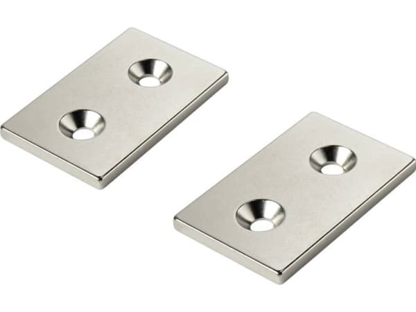 TRU COMPONENTS W40L25T5-2M4 Permanentmagnet Rektangulär (L x B x H) 40 x 25 x 5 mm N35 Gränstemperatur (max.): 80 °C