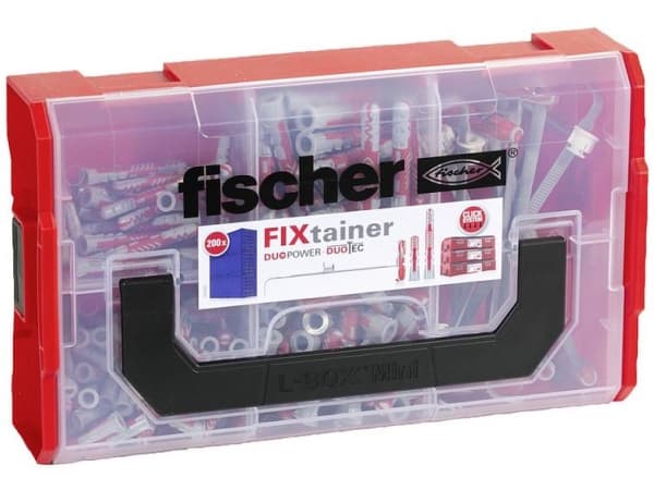 Fischer 541357, Väggplugg, Autoklaverad lättbetong, Tegel, Betong, Gipsblock, Gipsskiva, Gipsskivor, Plast, 200 styck, 80 x DuoPower 6 x 30, 50 x Duo