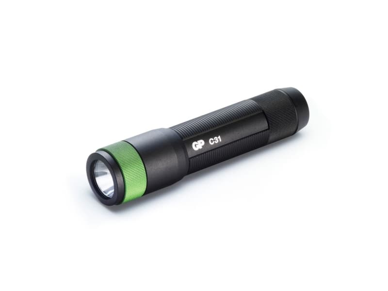 GP Batteries C31, Ficklampa, Svart, Gjuten aluminium, IPX4, LED, 100 LM