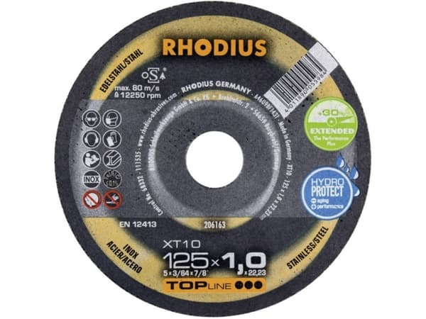 Rhodius XT10 206163 Skæreskive lige 125 mm 22.23 mm 1 stk
