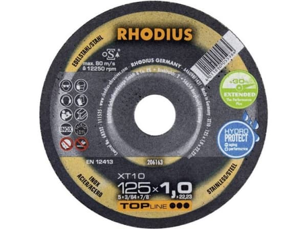 Rhodius XT10 206163 Skæreskive lige 125 mm 22.23 mm 1 stk
