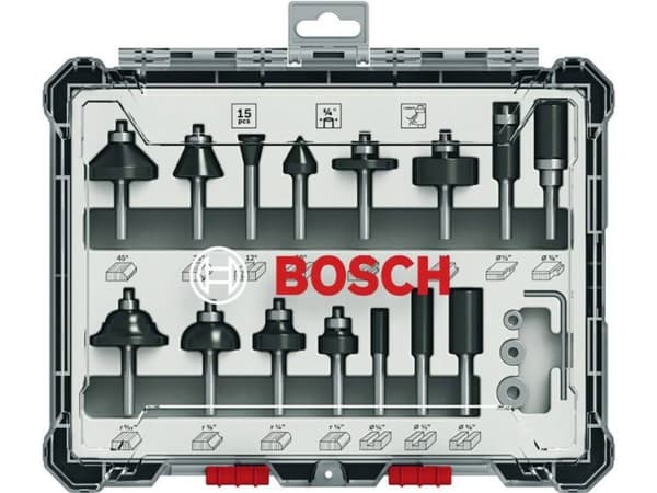 Bosch - Fresekutter - for tre, bløtt tre, løvtre - 15 deler - cylindrical