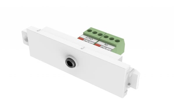 VISION TC3 - Modulkontaktplatta med snapin-fästen och kablar - minihörlurskontakt, stereo 3,5 mm - vit - 1-gang