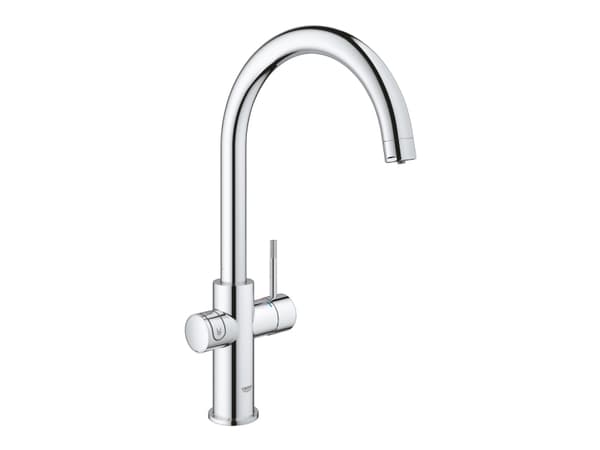 Grohe Blue Home Duo start kit - etgrebs armatur i krom med filterfunktion, C-tud, LED trykknap, WIFI/Bluetooth funktionalitet