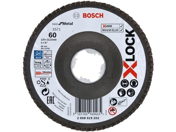 Bosch X-LOCK X571 BEST FOR METAL, Slipskiva, Stål, Bosch, 2,22 cm, 12,5 cm, Svart, Vit