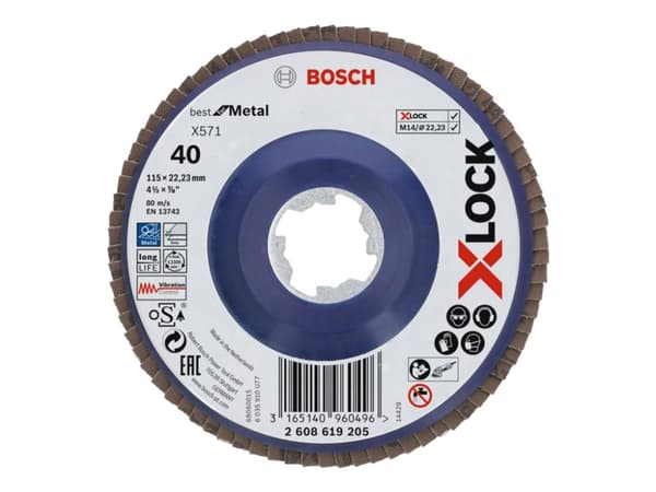 Bosch Best for Metal X571 - Laippakiekko - metallille, ruostumattomalle teräkselle - 125 mm - X-LOCK - M14 - pyöreä - raekoko: 40