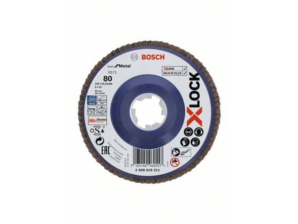 Bosch Best for Metal X571 - Lamellslipskiva - för metall - 125 mm - X-LOCK - M14 - grus: 80