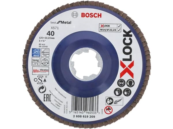Bosch Best for Metal X571 - Lamellslipskiva - för metall - 125 mm - X-LOCK - M14 - grus: 80