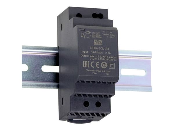 MEAN WELL DDR-30L-24, 18 - 75 V, 30 W, 24 V, RoHS, 35 mm, 54,5 mm