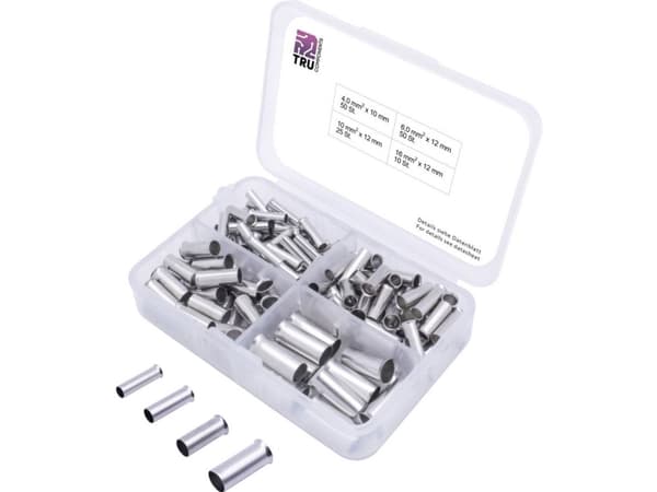 TRU COMPONENTS T1903C024 Kabelsko-sortiment 4 mm², 6 mm², 10 mm², 16 mm² Uisoleret Sølv 135 stk