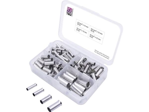 TRU COMPONENTS T1903C024 Kabelsko-sortiment 4 mm², 6 mm², 10 mm², 16 mm² Uisoleret Sølv 135 stk