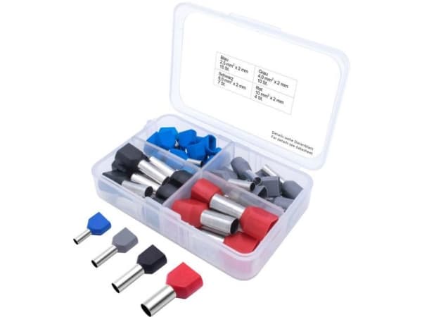 TRU COMPONENTS T1903C026 Kabelsko-sortiment 2.50 mm², 4 mm², 6 mm², 10 mm² Delvist isoleret Blå , Grå, Sort, Rød 36 stk