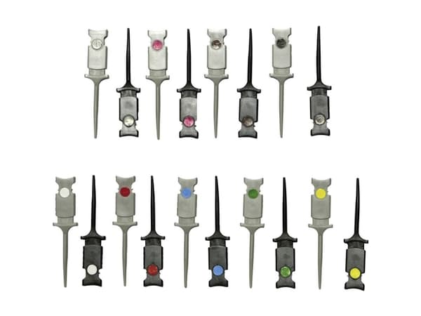 VOLTCRAFT Crocodile Beak Set Liitin: 0,64 mm CAT Musta, punainen, ruskea, vihreä, keltainen, violetti, sininen, valkoinen, harmaa, valkoinen, harmaa