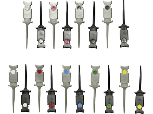 VOLTCRAFT Crocodile Beak Set Liitin: 0,64 mm CAT Musta, punainen, ruskea, vihreä, keltainen, violetti, sininen, valkoinen, harmaa, valkoinen, harmaa