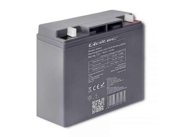 Qoltec AGM battery - UPS-batteri - 1 x batteri - blysyre - 18 Ah