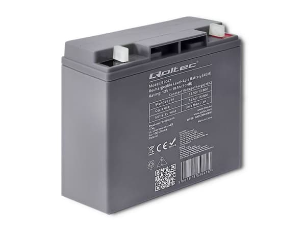 Qoltec AGM battery - UPS-batteri - 1 x batteri - blysyre - 18 Ah