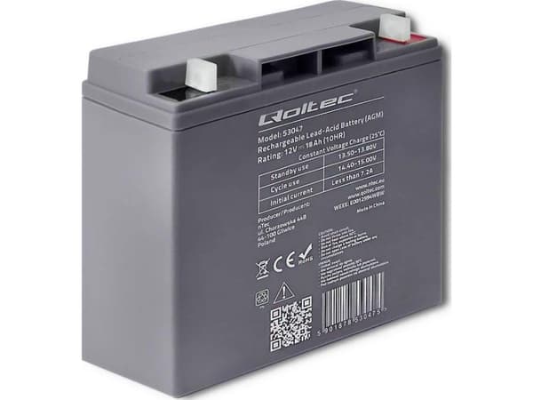 Qoltec AGM battery - UPS-batteri - 1 x batteri - blysyre - 18 Ah