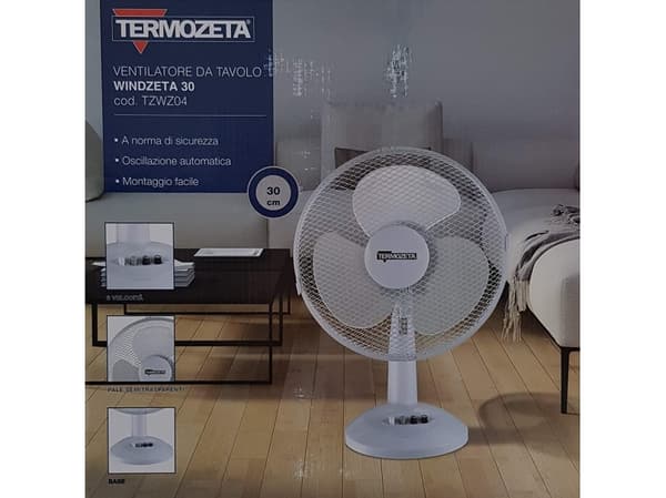Termozeta Windzeta 30 - Kjølevifte - bordtopp - 30 cm - hvit/grå