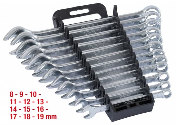 KS Tools 517.0052, Kromi, Kromivanadiini-teräs, Suora, 13,11,9,17,8,10,12,14,16,18,19 mm, 880 g, Laatikko
