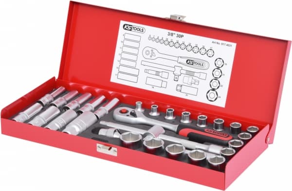KS Tools 917.4031, Skiftnyckelsats, 3/8", 30 huvud(er), Kromvanadiumstål, 2,88 kg