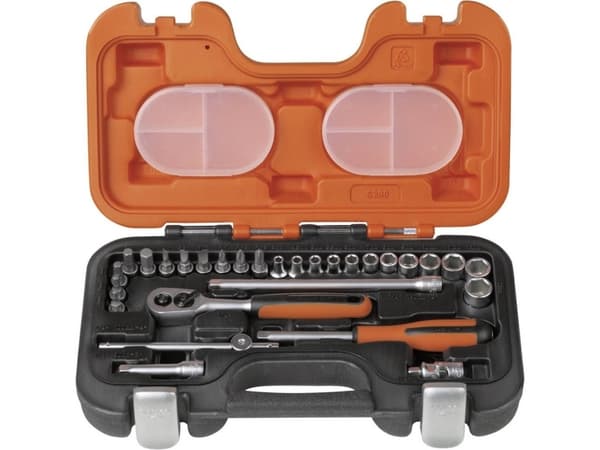 Bahco S290, Pistorasiasarja, 1/4", Metrinen, 23 pää(t), 4,4.5,5,5.5,6,7,8,9,10,11,12,13 mm, Terästä