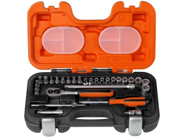 Bahco S290, Pistorasiasarja, 1/4", Metrinen, 23 pää(t), 4,4.5,5,5.5,6,7,8,9,10,11,12,13 mm, Terästä