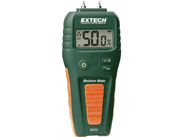 Extech MO50 Materiaalin kosteusmittari; Mittausalue rakennuskosteus (alue) 1,5 - 33 % tilavuusprosentti Mittausalue puun kosteus (alue) 5 - 50 % tila