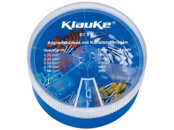 Klauke ST 3 B, Tønneterminal, Rett, Assorterte farger, 1 mm², 0,25 mm², 150 stykker