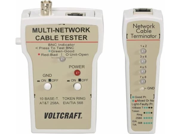Kabeltester CT-1 VOLTCRAFT CT-1 Beregnet til... RJ-45, BNC