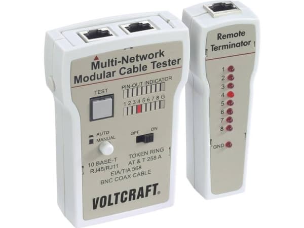 Kaapelitesteri CT-2 VOLTCRAFT CT-2 Soveltuu... RJ-45, BNC, RJ-11,..