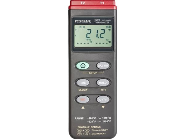VOLTCRAFT K202 Temperatur-måleudstyr -200 - +1370 °C Sensortype K Datalogger-funktion