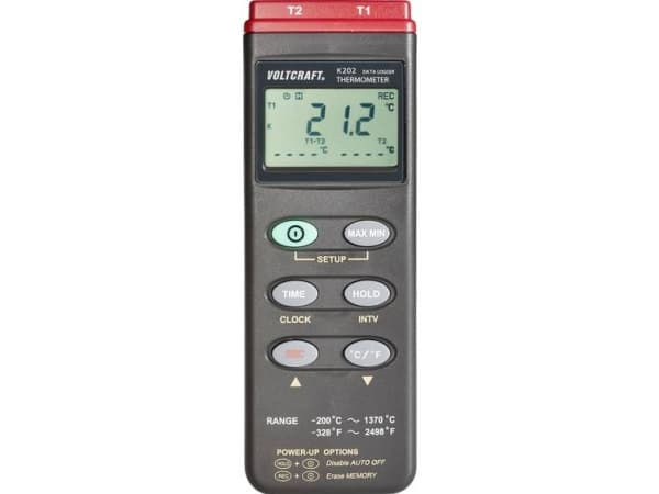VOLTCRAFT K202 Temperatur-måleudstyr -200 - +1370 °C Sensortype K Datalogger-funktion