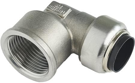 Roth vinkel 90° 18 mm x 12" muffe rustfri stål