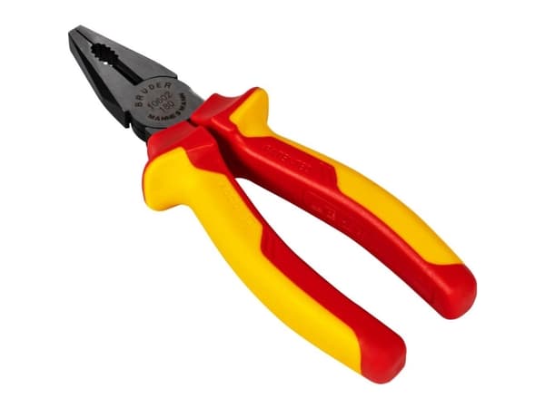BRÜDER MANNESMANN M10602, Linjetång, Krom-vanadiumstål, PVC, Orange, Gul, 1500 V