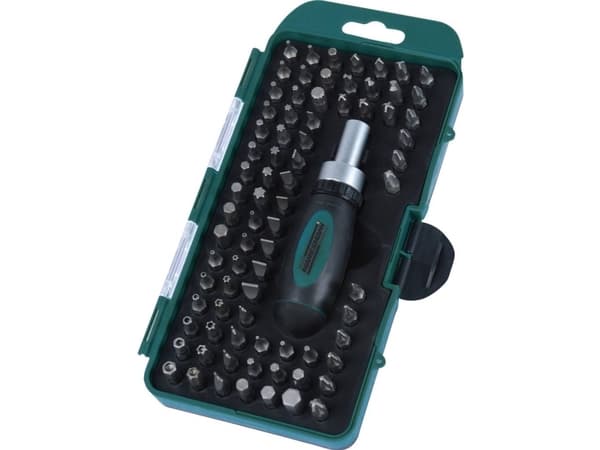 BR?DER MANNESMANN skralleskrutrekker & bitssett bestående av: 1 x skralleskrutrekker, 78 x bits, - 1 stk (29894)