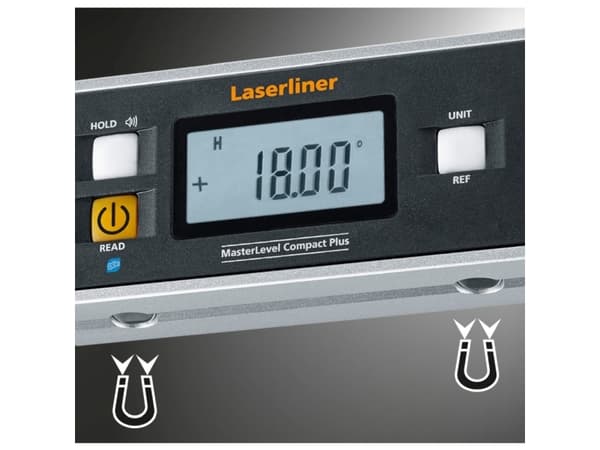 Laserliner MasterLevel Compact Plus, Sort, Grå, LCD, AAA, 1,5 V, 0 - 50 °C, 152 mm