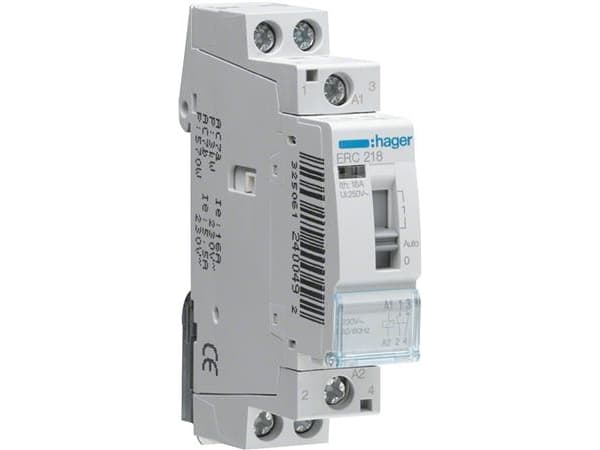 Hager ERC216, Grå, -10 - 50 °C, 230 V, 50 - 60 Hz, 16 A, 17,85 x 60 x 83 mm, 17,85 x 60 x 83 mm