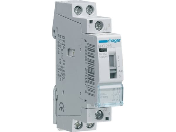 Hager ERC216, Grå, -10 - 50 °C, 230 V, 50 - 60 Hz, 16 A, 17,85 x 60 x 83 mm, 17,85 x 60 x 83 mm