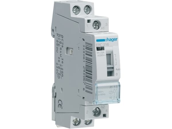 Hager ERC216, Grå, -10 - 50 °C, 230 V, 50 - 60 Hz, 16 A, 17,85 x 60 x 83 mm, 17,85 x 60 x 83 mm