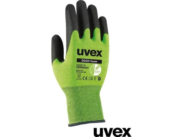 Uvex 60604, Tehdaskäsineet, Vihreä, EUE, Viskoosi, Polyamidi, Terästä