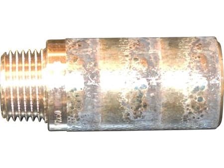 Hanan jatkopala 1/2 "x30 mm - punametallia, R-kierteellä ja lieriömäisellä Rp-kierteellä, sisäpuolelta viistetty.