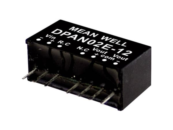 MEAN WELL DPAN02B-05, 18 - 36 V, 2 W, 5 V, 0.2 A, RoHS, 2576 kpl, 2576 pk