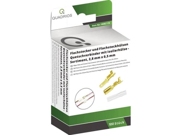 Quadrios 1908C179 Klemmeforbindelsesstykker-sortiment 0.50 mm² - 1 mm² Messing, Transparent 100 Teile