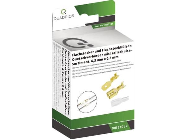 Quadrios 1908C184 Klemmeforbindelsesstykker-sortiment 0.50 mm² - 1 mm² Messing, Transparent 100 Teile