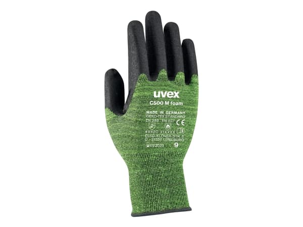 Uvex C500 M foam, Sort, Grønn, Voksen, Voksen, Unisex, 1 stykker, Polyethylen, Viskose, Polyamid, Fiberglass
